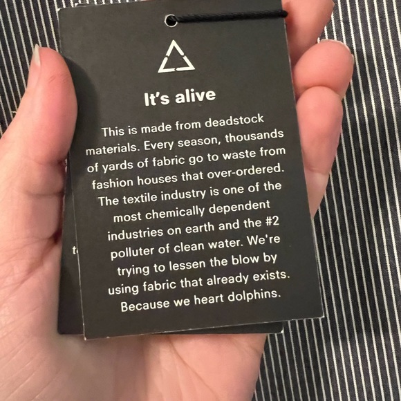 Reformation Wrap Dress. Gray pinstriped. New with tags. Upcycled material. - Picture 7 of 7